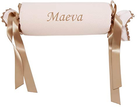 Cuscino per bebè personalizzato – Cuscino decorativo Personalizzato - Caramello bebè con Nome - Bambino personalizzato - Cuscino bebè - Cuscino bebè - Cuscino Nacido - Piquet - Nenel (Rosa/Camel)