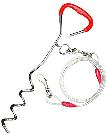 Cable de amarre para perros de acero, resistente, para camping, picnic, jardinería, color plateado, disponible en 10, 20, 30 pies