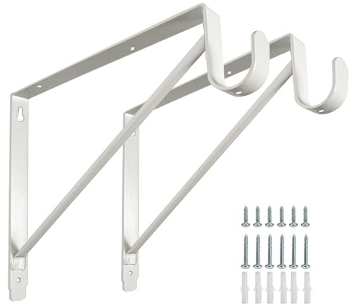 2 Pack Heavy Duty Closet Shelf and Rod Brackets,Shelf Brackets Clothes,Closet Shelves Bracket with Rod Shelving Support,with Screws White