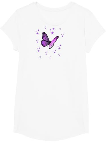 Lila Schmetterling mit Sternen T-Shirt