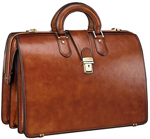 Banuce Vintage Leather Briefcase for Men 15.6 inch Lawyer Briefcase Legal Attorney Doctor Bag Attache Case with Lock for Business Travel Office Work Gradient Brown