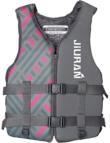 huraty Swim Jacket Water Sports Vest, Outdoor Kayaking Vest with Leg Straps, Neoprene Swimming Training Jacket for Women Men 165-200lb, Grey, XL