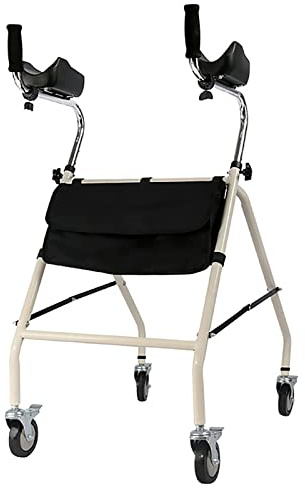 Andador plegable para personas mayores, andador estándar liviano con 4 ruedas, altura ajustable, soporte de doble brazo, ayuda para la movilidad de pie y para caminar para discapacitados mayores