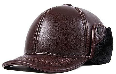 Herren Fliegermütze Winter Mütze Warme Pilotenmütze mit Ohrenklappen Kunstfell Wintermütze Ohrenschützer Bomber Hut Trapper Mütze