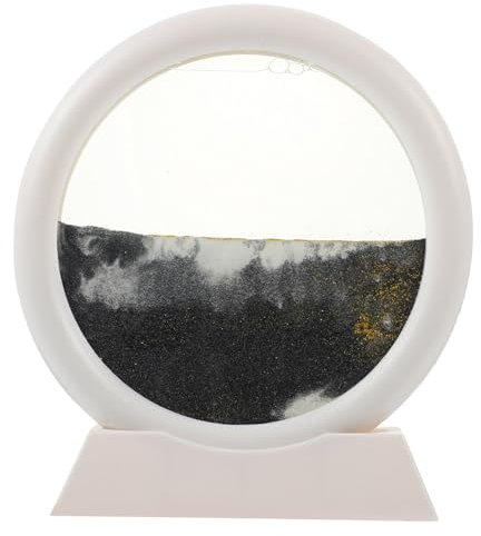 ABOOFAN Sablier Décoratif 3D Sable Mouvant pour Bureau Et Maison, Cadre Blanc 13 Cm, Peinture d'art du Sable en Mouvement, Objet Artistique Relaxant pour Décoration Intérieure