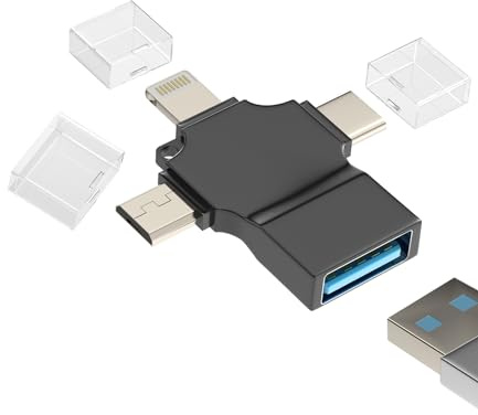 OTG Adapter USB-A to Lightning Micro USB Type C Converter(3in1) Compatible for Samsung for iPhone 15 14 13 12 Pro Max Plus for iPad Air Mini 6 Android Thunderbolt Mouse Keyboard Flash Drive CD-uk