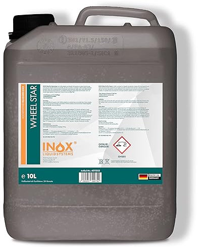 INOX® Felgenreiniger 10 L | Hocheffektiver Felgenreiniger für Alufelgen, Stahl- & Chromfelgen | Entfernt hartnäckigen Schmutz, Bremsstaub & Flugrost | Profi-Autopflege für glänzende Felgen