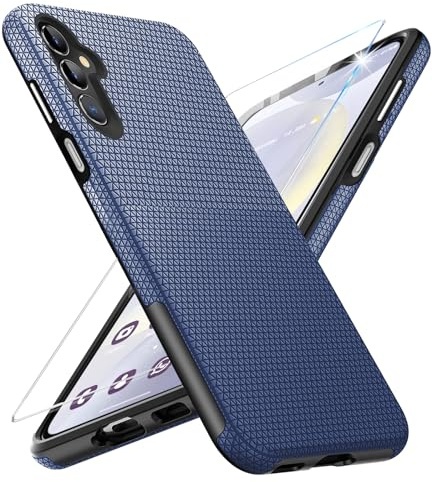 Vaki Handyhülle für Samsung Galaxy S24 Hülle mit Schutzfolie, Stoßfest Bumper Kratzfestigkeit rutschfest Schutzhülle Schwer Silikon Armor für Samsung S24 5G Case Cover Tasche (Blau)