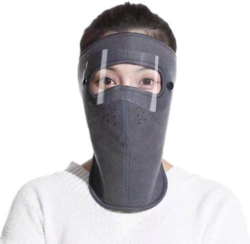 Whakano Sturmhaube Gesichtsmaske Winter Warme,Winter-Thermo-Fleece-Vollgesichtsabdeckung,Kreis Schal,Fahrrad Wandern Skifahren Radfahren Vollmaske für Erwachsene Männer Frauen,Lang,Dunkelgrau
