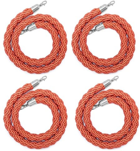 absperrkordel 4Artikel 6Artikel Geländerseil, Rungenabsperrseil Twist Rope Mit Gold-Silber-Haken Für Öffentliche Räume, 3ft 5ft 5.5ft 6ft Verkehrskontrolle Geflochtenes Seil ( Color : 4pcs Orange silv