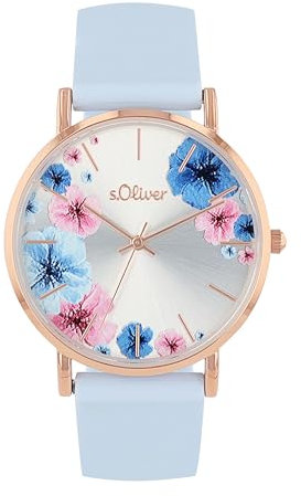 s.Oliver Armbanduhr Damen Quarzuhr Analog, mit Silikon Armband, Silber, 3 bar Wasserdicht, Kommt in Uhren Geschenk Box