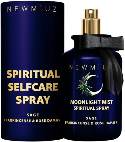 Cleansing Moonlight Mist - Sage Frankincense Rose Natural Essential Oils - Spiritual Aromatherapy Spray Stress Relief Gifts for Success Prosperity Energy Clearing Destress Perfect Stocking Stuffers