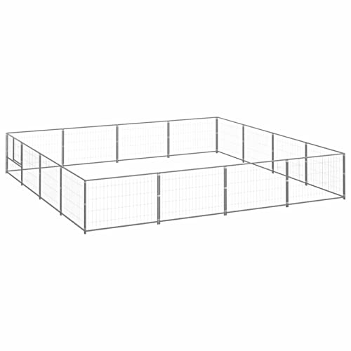 CIADAZ Hundehütte, silberfarben, 16 m², Stahl, Käfig für Hunde, Hundekäfig, Haus 236