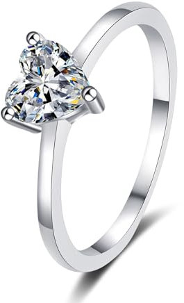 KnSam Diamantring Weißgold 585, 0.5ct Labor Erstellt Diamant Solitärring Klassiker Herz Design, 14K Verlobungsring Echt Gold für Damen, Gr.56 (17.8)
