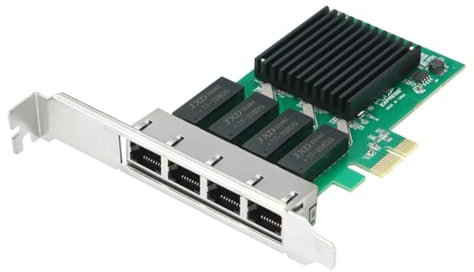 Suoumwa Tarjeta de Red de 4 Puertos PCI Express X1 A RJ45 RTL8111H Chip 10/100/1000Mbps Tarjeta LAN Gigabit Ethernet para PC de Escritorio