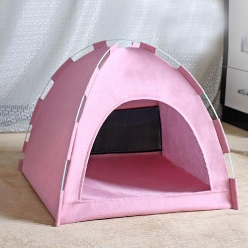 Faltbare Hundebox Leinen Stoff Pet Tent Hundebox Abnehmbar und Waschbar Zirkulation Belüftung Geeignet für Kleine und Mittlere Hunde 4 Farben(Red,52 * 52 * 42cm)