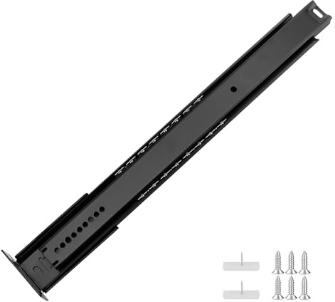 LONTAN 5 Pcs Black Center Mount Drawer Slides 16 Inch - Bottom Centered Drawer Mount 3/4 Extension Heavy Duty Drawer Glides for Cabinets, Dressers, and Furniture – Smooth and Quiet Operation