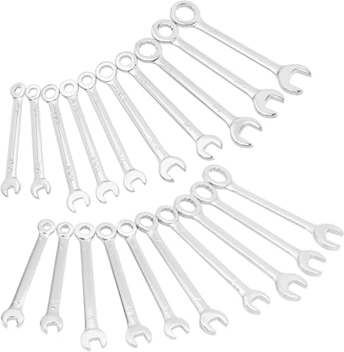 Bestgle Juego de llaves combinadas de 20 piezas, métricas y SAE (4-11 mm) para Imperial 5/32-7/16