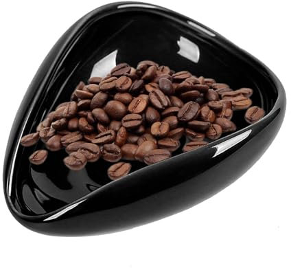 Taza Dosificadora de Granos de Café, Coffee Beans Dosing Cup, Bandeja Dosificadora Granos Café de Cerámica, Accesorios de Café, para el Hogar, Restaurante, Cocina (Negro)