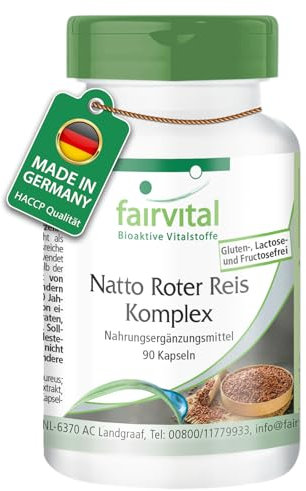 Fairvital | Natto Roter Reis Komplex - 90 Kapseln - mit Monacolin K und Nattokinase - qualitätsgeprüft und hochdosiert - 100% vegan - Made in Germany