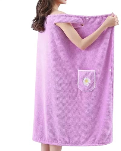 Toallas para mujer – Bata envolvente absorbente de secado rápido de forro polar coral con bolsillo para el hogar, spa, viajes