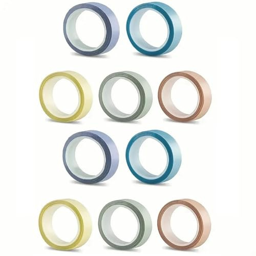 10 Rollen Transparente Heftstreifen, Textmarker Pastell Haftnotizen, Fluoreszierende Poster Strips, Ideal für Flipchart Papier, Schule und Zuhause, 0.6cm Breite(5 Farben)