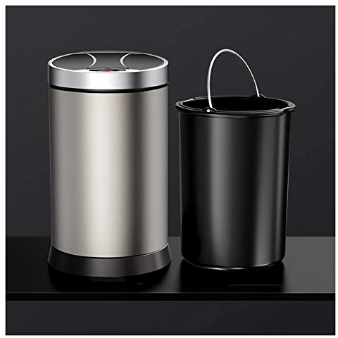 SGKOMN Poubelle Intelligente à Induction, Poubelle Domestique étanche avec Couvercle pour Cuisine et Salle de Bain, en Acier Inoxydable, pour Salon, Poubelle Automatique (10L)
