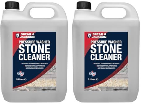 Spear & Jackson Pressure Washer Stone Cleaner, 2 x 5 Litres, Heavy Duty Outdoor Surface Cleaner