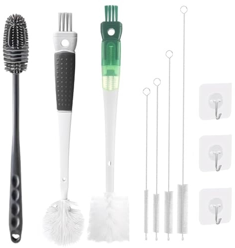 10 Pcs Water Bottle Brush Set, with Straw Cleaner Brush and Bottle Cleaning Kit Multi-Surface Cleaning Brushes for Baby Bottles, Cups, Straws Narrow Spaces
