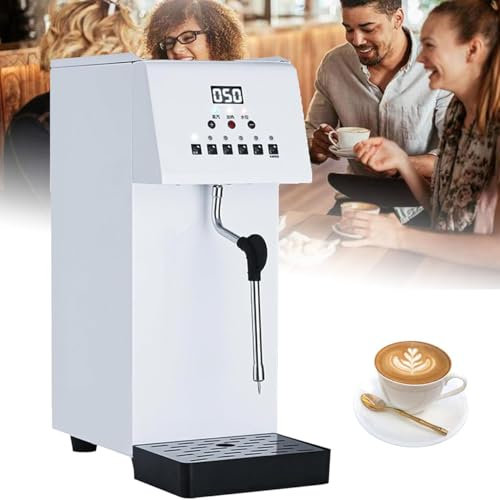 Mousseur à Lait Automatique, Machine à Mousser L'eau Bouillante à Vapeur Commerciale De 6 L Avec Affichage LED De La Température, Chauffage Rapide Pour Le Café, Le Lait Et Le Thé Au Lait