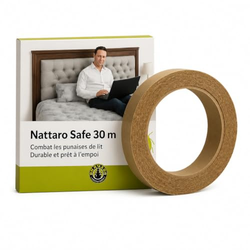 Nattaro Safe Bettwanzenband, 30 m – langanhaltender Schutz, ohne Insektizide, auf Basis von Kieselgur, wirksam gegen Erwachsene & Nymphen, einfach zu installieren