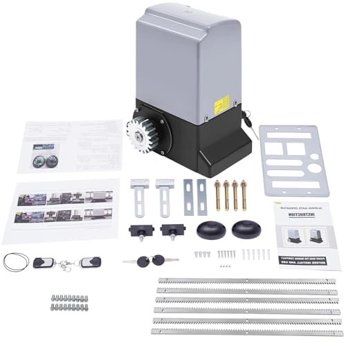 Automatic Sliding Gate Drive,Sliding Door Opener & Closer Kit,Electric Sliding Gate Opener with 2 Remote Controls,800kg/1763 lbs,Rack Driven Driveway Garage Gate Kit,Electric Gate Operator Set
