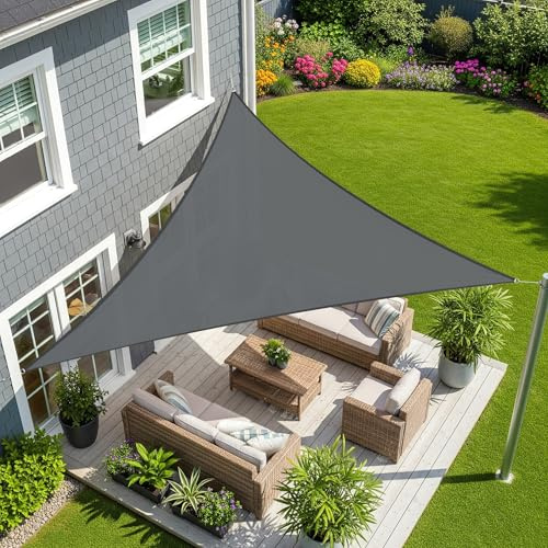 Sunnylaxx 2x2x2m Tenda a Vela Ombreggiante Triangolare Antracite | Impermeabile Facile da Iinstallare,Include Corde Gratuite, PES Materiale,Cucitura Doppia,Nastro Rinforzato
