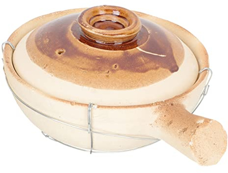 CONGARTENO Cocotte Multifonctionnelle 0,8l En Terre Cuite Blanche Poignée, Marmite Maison Antiadhésive, Casserole Pour Cuisson Mijotée Familiale, Ustensile La Cuisine Fil Métallique