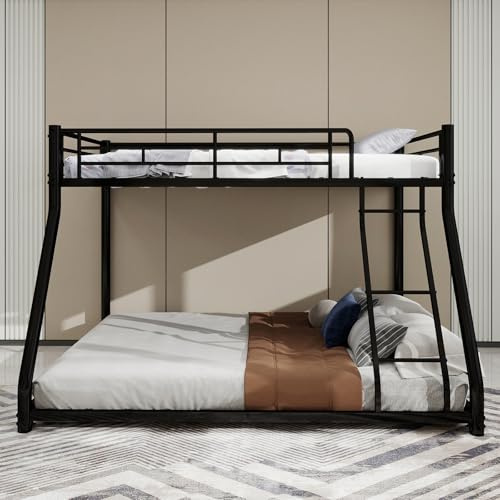 Lubvtti Letto a castello per bambini/adolescenti/adulti,letto per bambini 90/140x190 cm in metallo con scaletta e ringhiera (D-Nero)