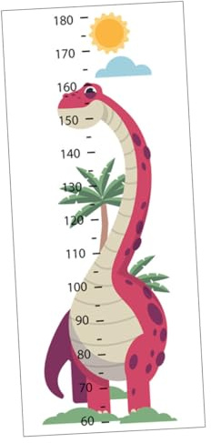 TOBBOMEY Wandtattoo Messlatte Dinosaurier Cartoon Wandsticker Höhe Messaufkleber für Schlafzimmer Kinderzimmer Abwaschbar Ablösbar ohne Rückstände
