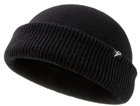 Comhats XL/XXL Fisherman Beanie Trawler Beanie Herren Damen Wintermuetze Strickmuetze Winter Schwarz XL/XXL
