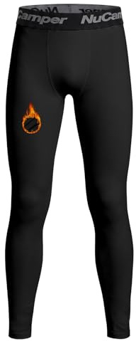 NuCamper Leggings Térmicos para Niños de Invierno, Pantalones de Compresión para Niños Tights Legging Mallas de Compresión de Secado Rápido Ropa Interior para Correr Fútbol Atlético y Baloncestom