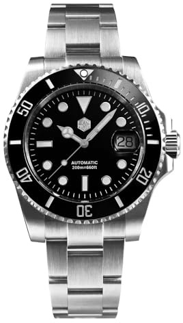 San Martin Men Watch SN0017G-F, 40 mm 20 Bar Diver Watch ST2130 Automatic Mechanical Luxury Diving Waterproof Wrist Watch