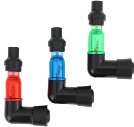 VGOL Lot de 3 Capuchons d’allumage LED Clignotants Rouge Vert Bleu pour Bougies Standard Moto Tout-Terrain et Moto Électrique