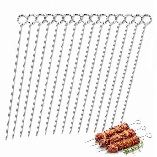 6 Inch 304 Stainless Steel Turkey Lacing Needles, 15 Pack - Heavy Duty Meat Sewing Pin for Poultry, Roast Tying, BBQ Skewer, Kebab & Cocktail Garnish - Dishwasher Safe