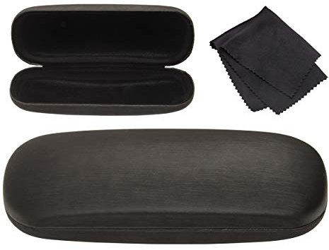 Noble Pack Hard Shell Brushed Eyeglass Case with Microfiber Cleaning Cloth – Premium Eye Glass Carry Case with Enhanced Frame and Lens Protection – Ideal for Glasses & Sunglasses (Black)
