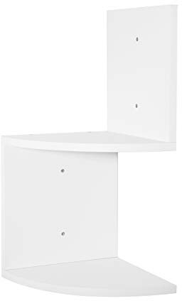 WOLTU Wandregal, CD DVD Regal Bücherregal, Zickzack 2 Regalböden Weiß, 25x25x52,4 cm, für Küche Wohnzimmer Schlafzimmer