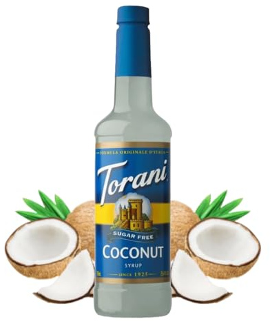 Torani Sugar Free Coffee Syrup, Coconut Flavour, 750ml | Zero Calorie Drink Syrup, No Added Sugar, Barista Style for Coffee, Lattes and Iced Drinks, Vegan Friendly