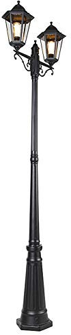 QAZQA Clásico/Antiguo Farol exterior negro 220 cm 2 luces IP44 - HAVANA Vidrio/Aluminio Alargada Adecuado para LED Max. 2 x 60 Watt
