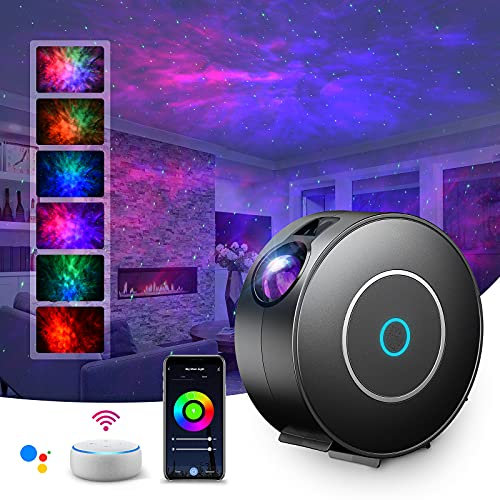 SUPPOU Lampada Proiettore Stelle, Smart Luce Notturna Bambini Adulti Galaxy Proiettore Lampada con Regolazione RGB/Controllo vocale/WiFi/Timer Compatibile,decorazione interni lampada aurora boreale