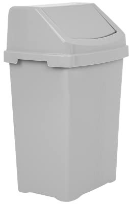 M1SS 25 Litre Plastic Swing Bin Waste Recycle Dustbins Kitchen, Bathroom Rubbish Trash Refused Bins (Soft Grey)