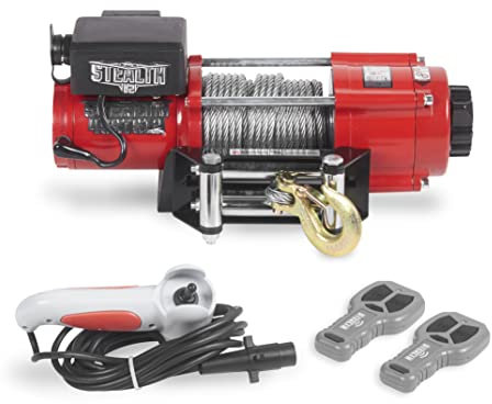 Stealth 4500lb 12v Wireless Recovery Budget Electric Winch - Powerful Wound Motor - Full Steel Gearing - Heavy Duty Solenoid, Mounting Plate, Wireless Remotes - User-Friendly - Steel Rope