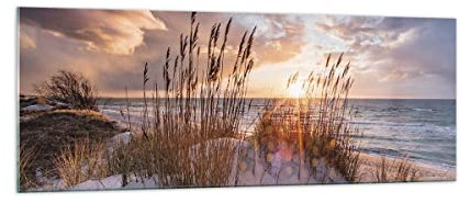 Vidrios decorativos Oeste En La Playa Cuadro Sobre Vidrio Moderno 140x50cm Decoracion Salon Dormitorio Cocina Cuadros Pared Impresiones Grande XXL Impresión en Cristal Wall Art Prints GAB140x50-4710