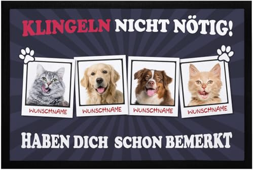 SpecialMe® Fußmatte mit eigenem Haustier selbst gestalten personalisiert mit Name Foto Geschenk für Haustierbesitzer Schwarz 60x40cm
